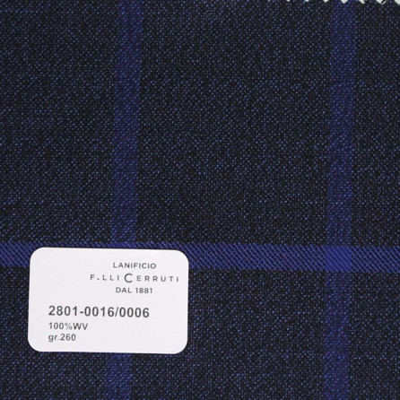 2801-0016/0006 Cerruti Lanificio - Vải Suit 100% Wool - Xanh Dương Caro